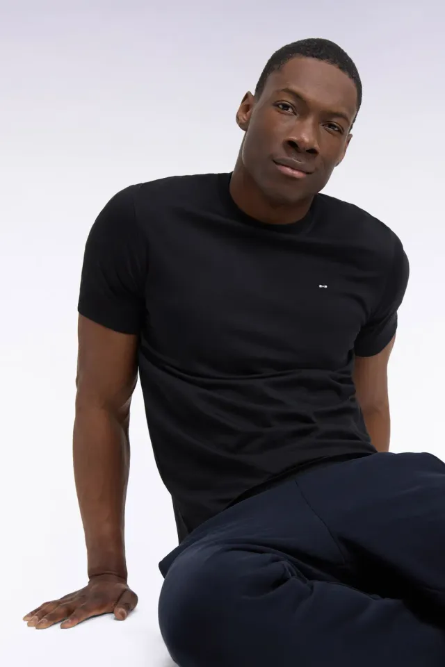 Eden Park t-shirt coton Pima noir coupe droite