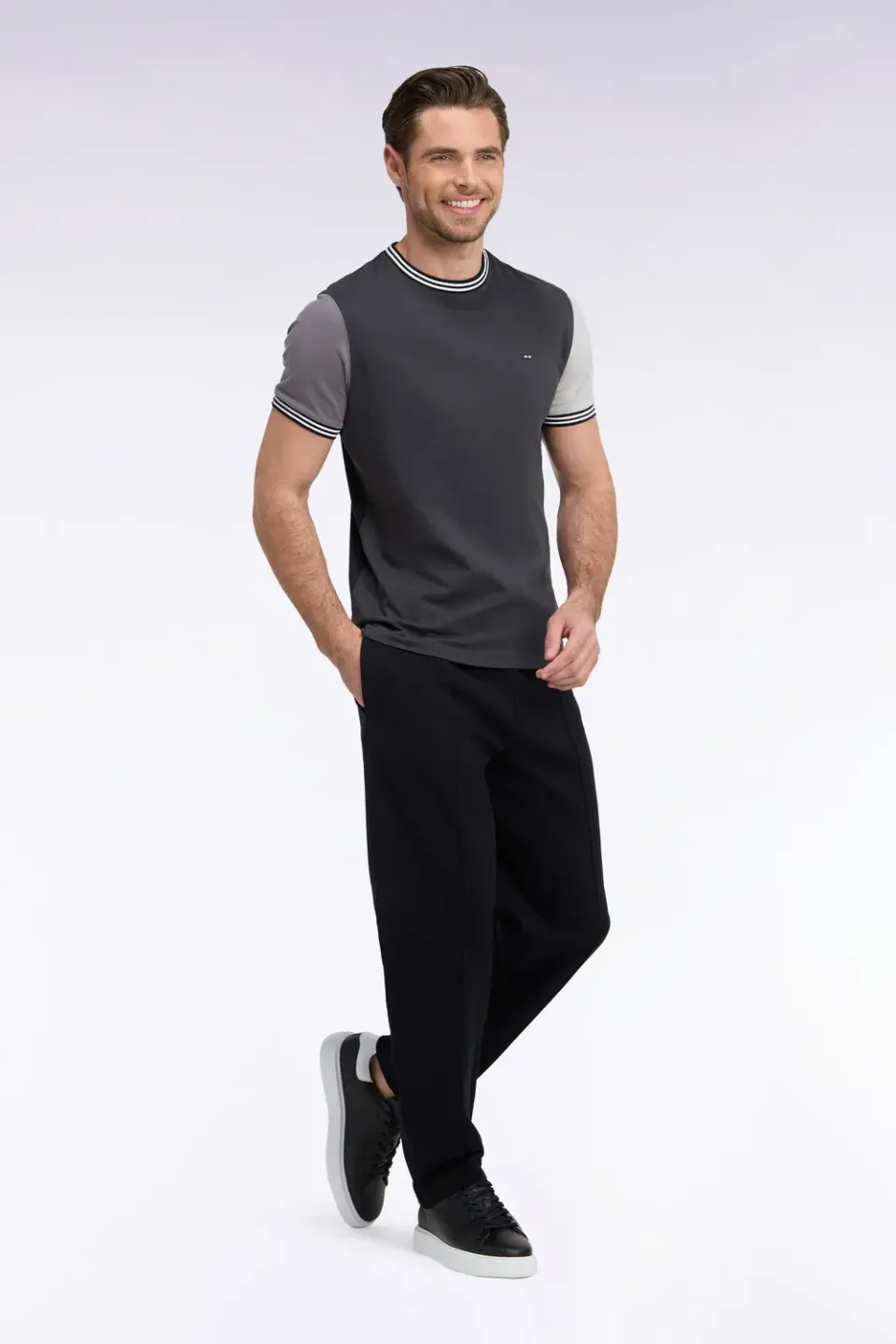 Eden Park jogging interlock coton noir coupe droite
