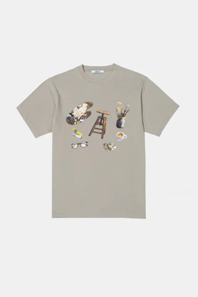 Edmmond Studios Still t-shirt taupe 190g imprimé atelier