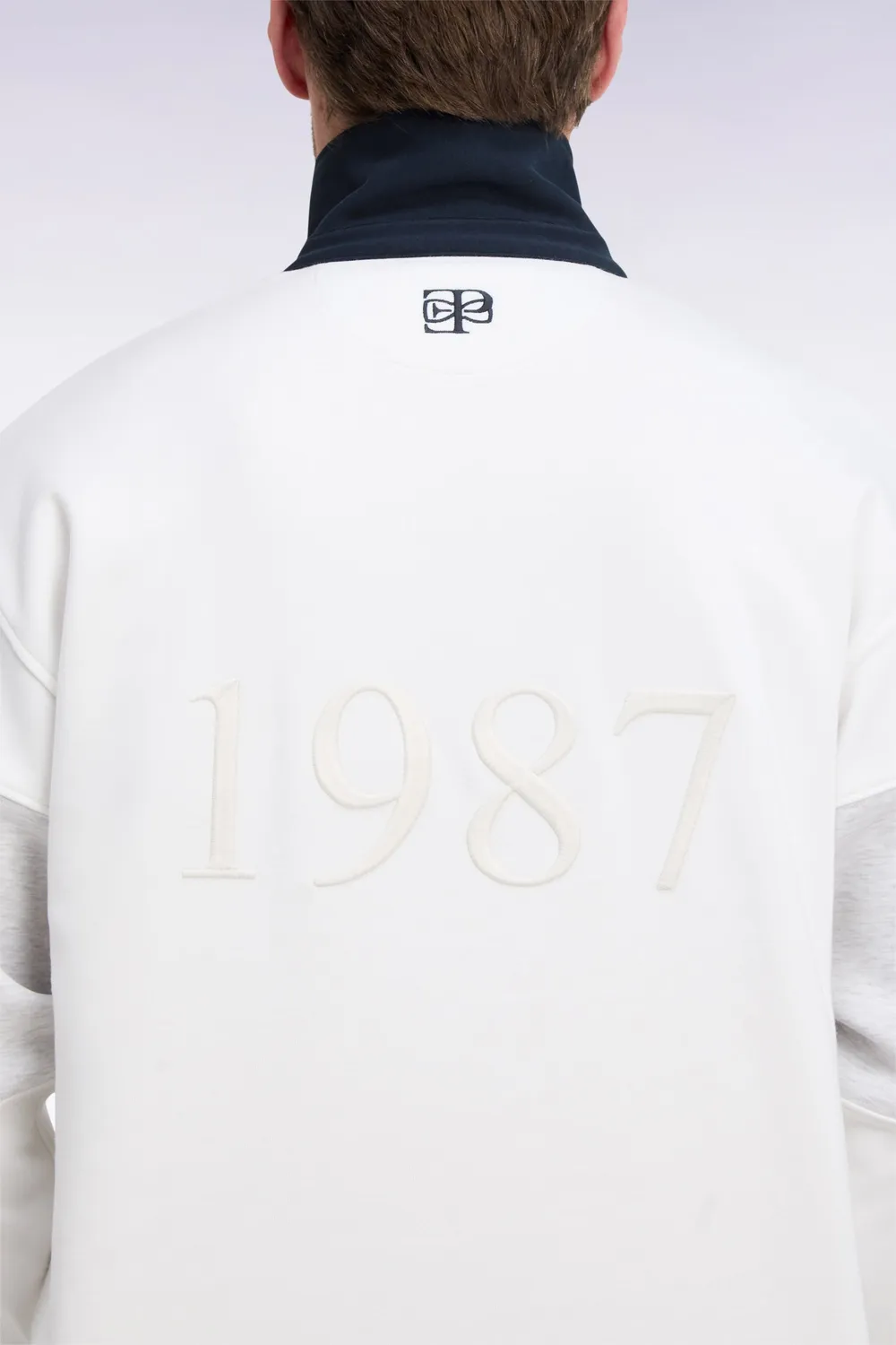 Eden Park Heritage sweat unisexe écru col maillot coupe loose