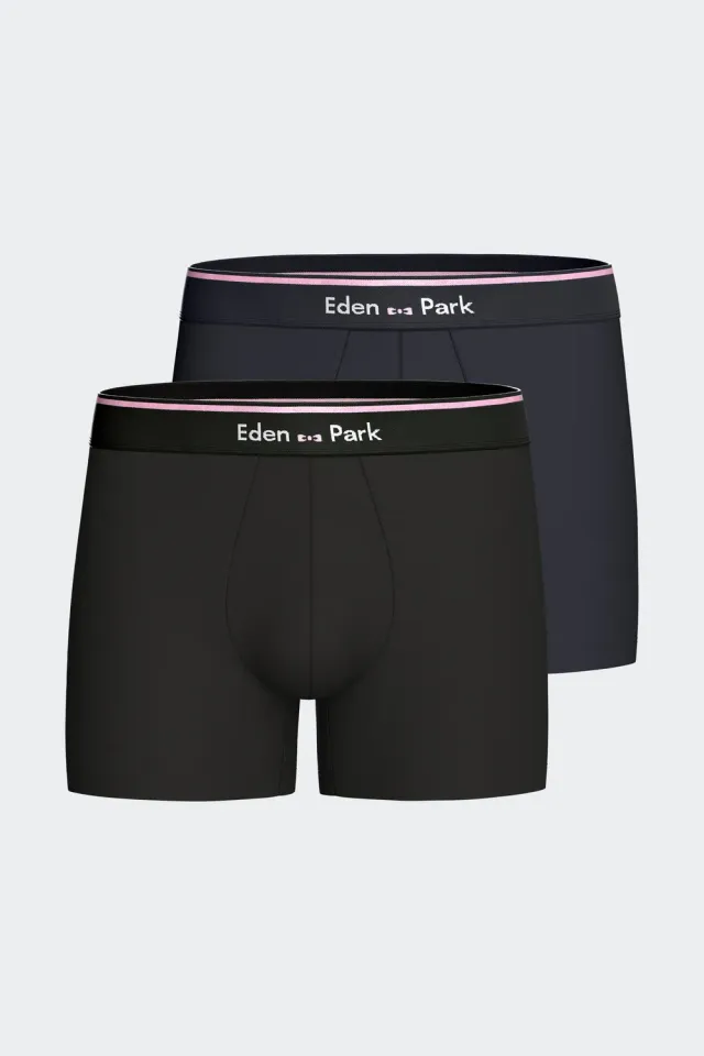 Eden Park lot de 2 boxers coton stretch marine et noir