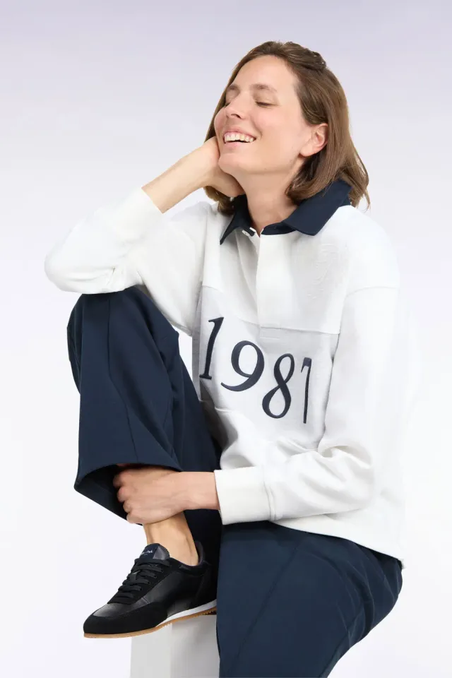Eden Park sweatshirt interlock écru chiné loose unisexe