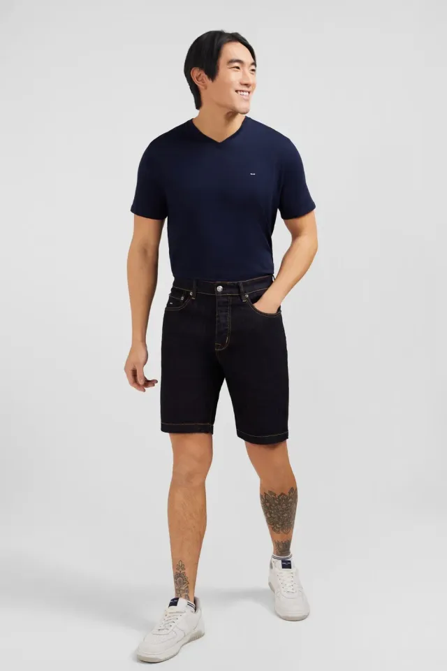 Eden Park bermuda jean brut bleu foncé coton