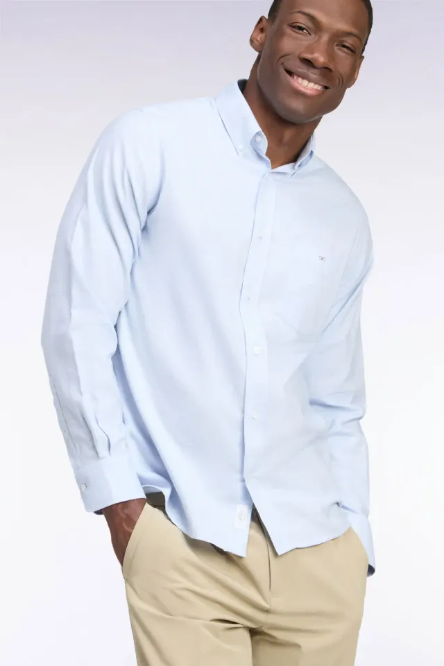 Eden Park Club Classique chemise coton gris coupe droite
