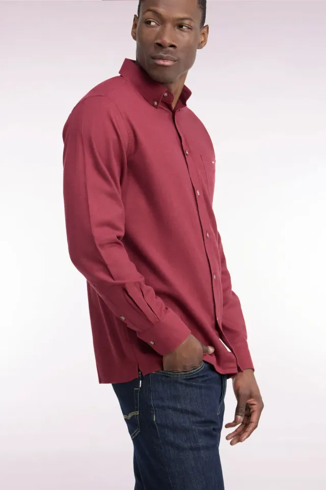Eden Park Club Classique chemise homme rouge coton coupe droite