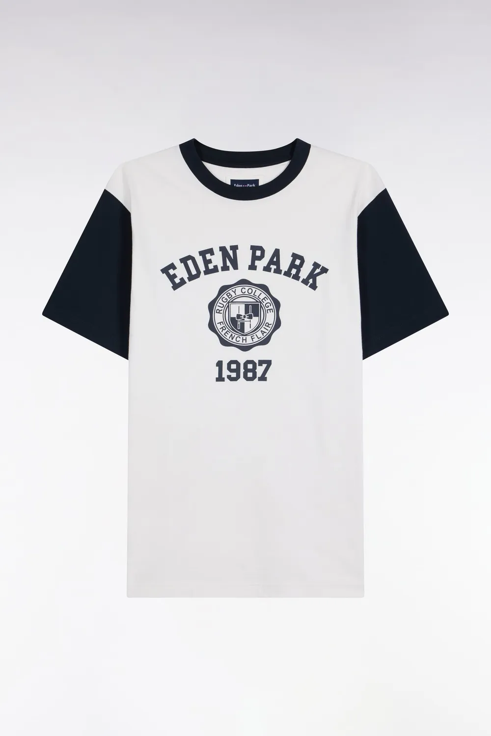 Eden Park T-shirt manches courtes coton écru bicolore 1987