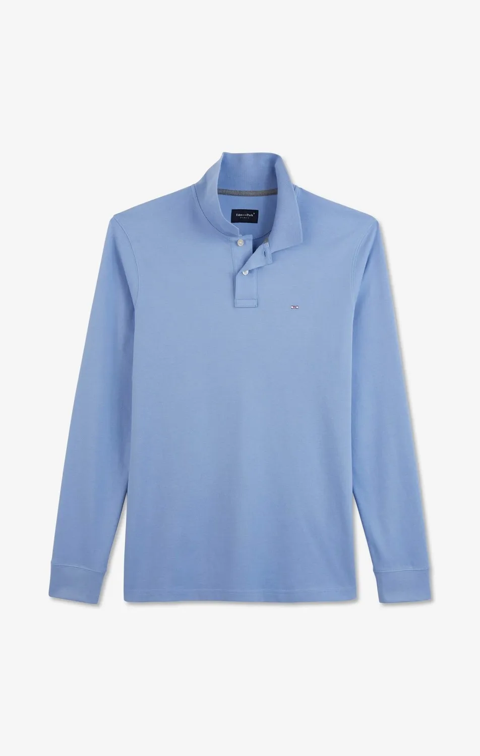 Eden Park polo manches longues piqué coton bleu stretch