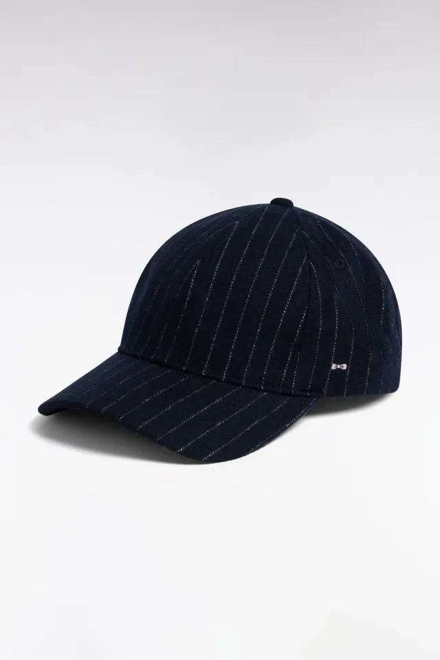 Eden Park casquette drap laine rayé marine TU