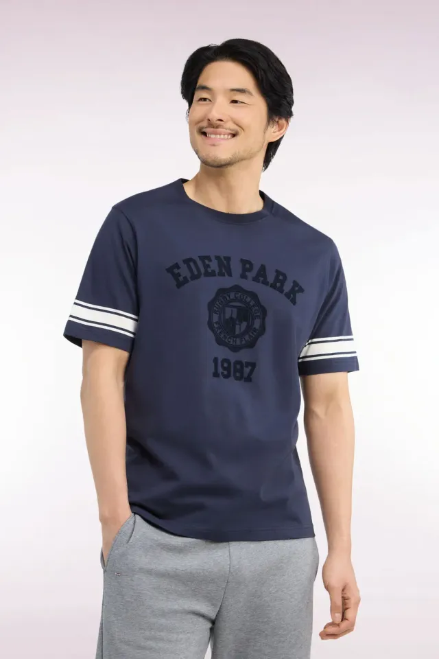 Eden Park t-shirt coton marine sérigraphié coupe droite