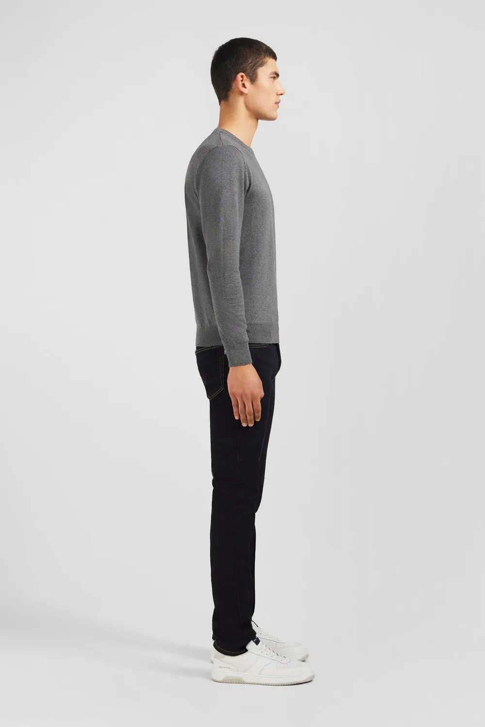 Eden Park pull gris col rond coton homme regular