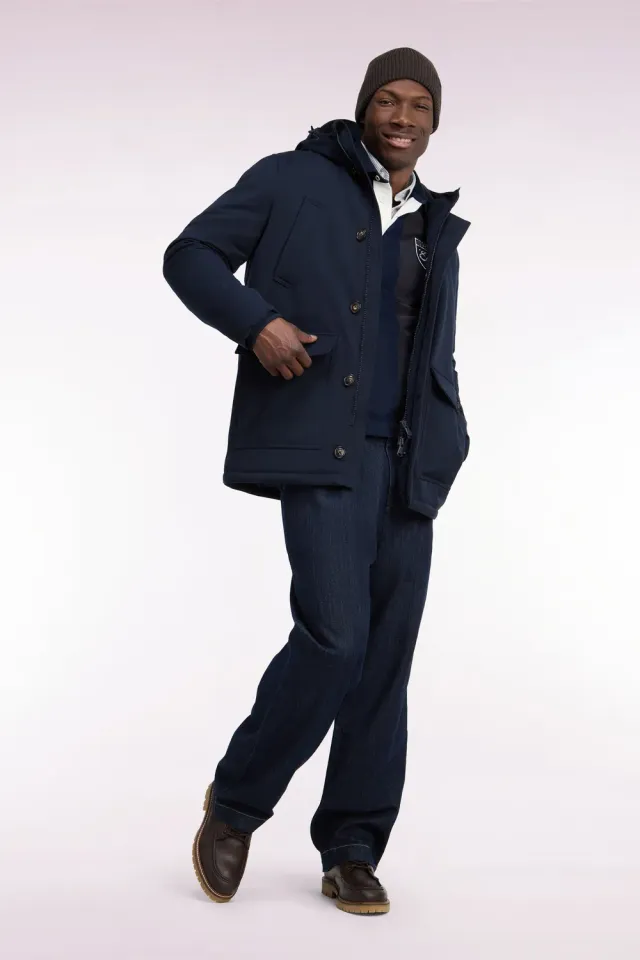 Eden Park Legend Rugby parka boutonnee marine nylon