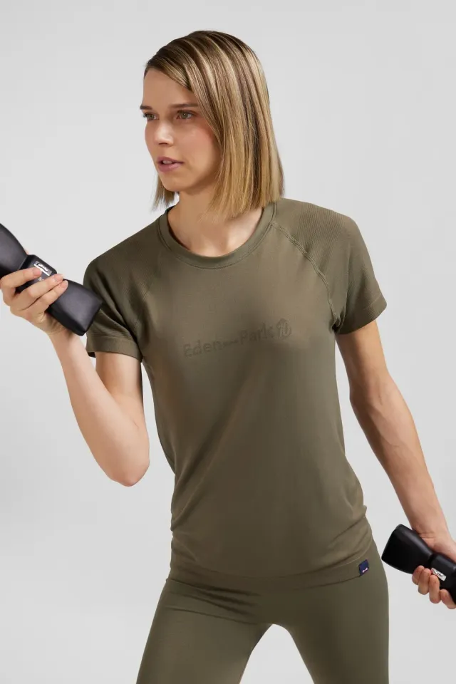 Eden Park t-shirt sport femme kaki polyamide slim