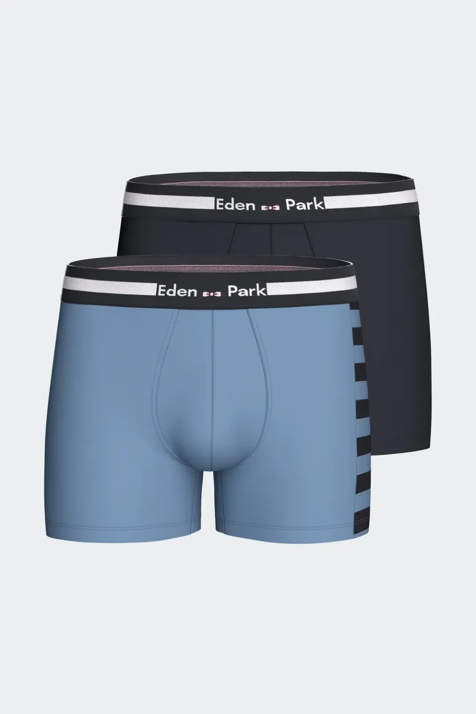 Eden Park lot 2 boxers coton stretch bleu marine ciel