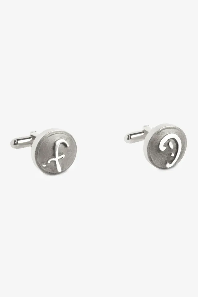 French Deal Initiales boutons manchette argent