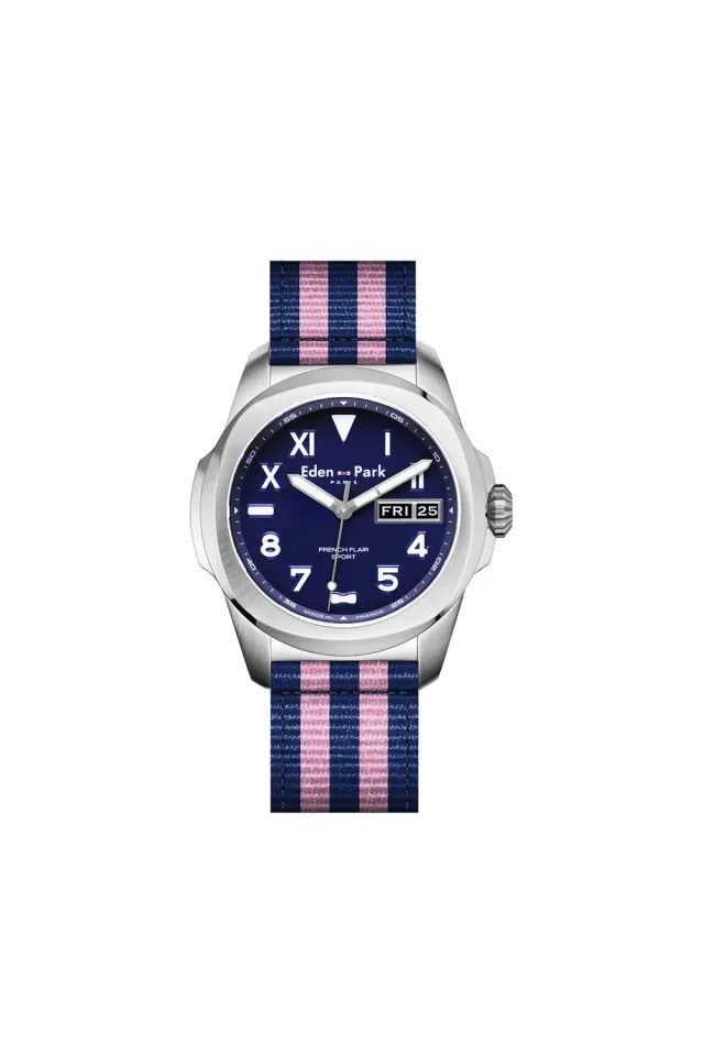 Eden Park montre quartz bleue NATO rayé 43mm