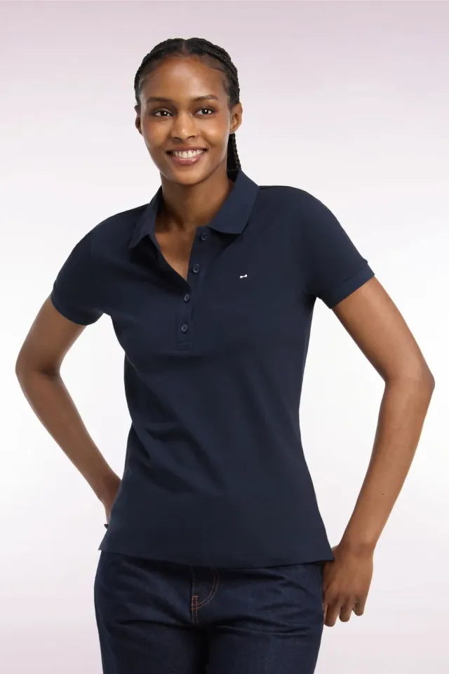 Eden Park polo coton stretch slim femme marine