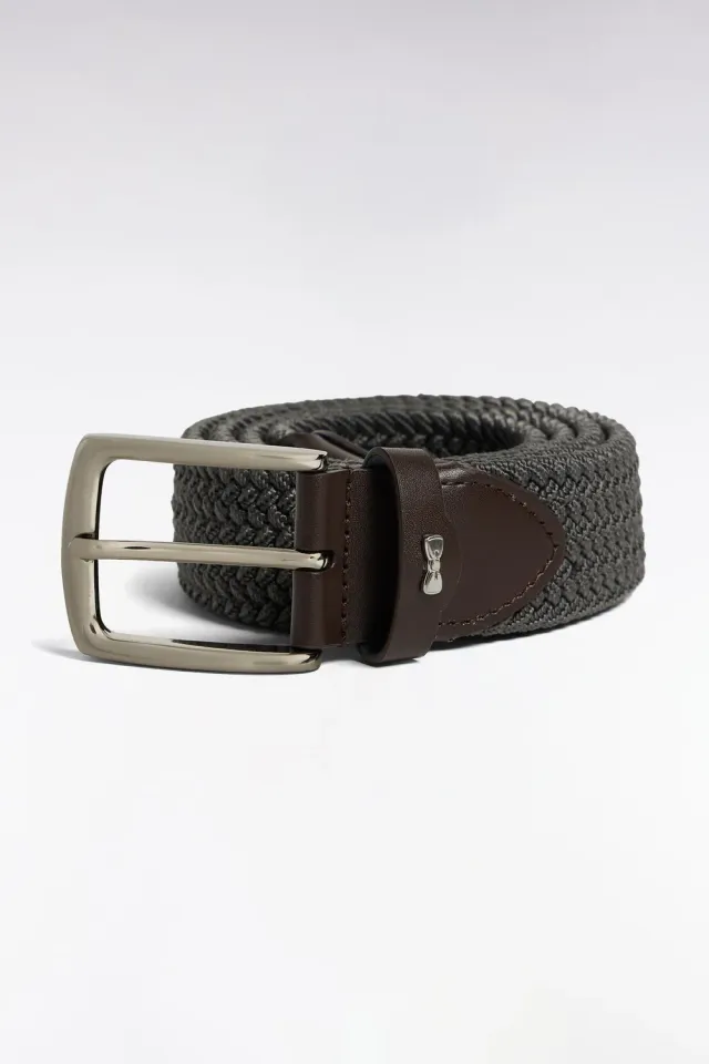 Eden Park ceinture tressée élastique grise homme