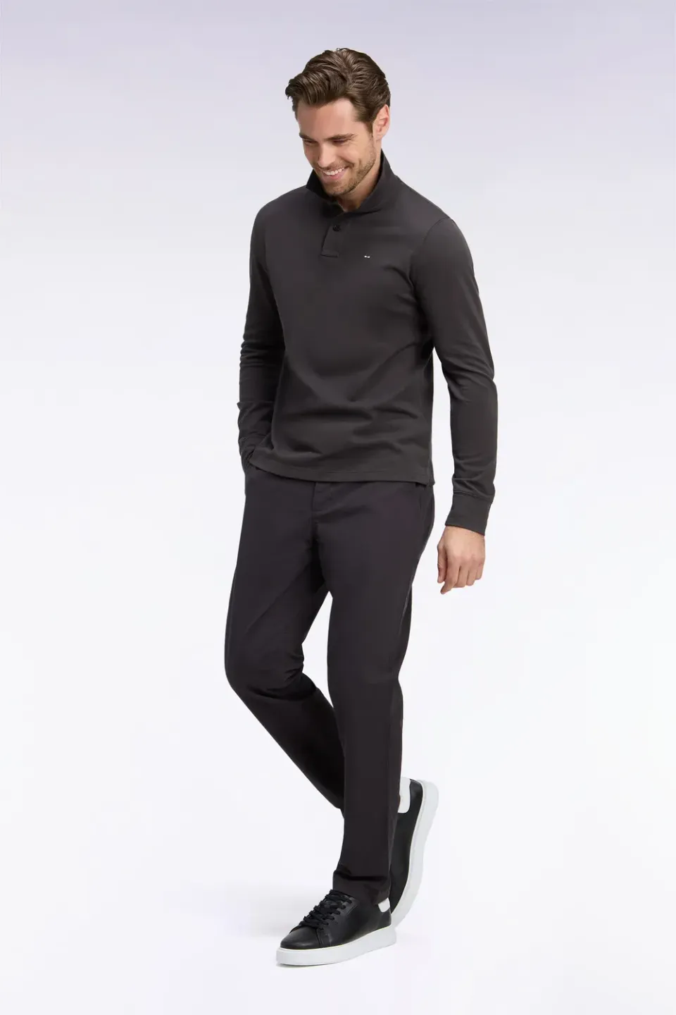 Eden Park Legend chino piqué coton stretch marron regular