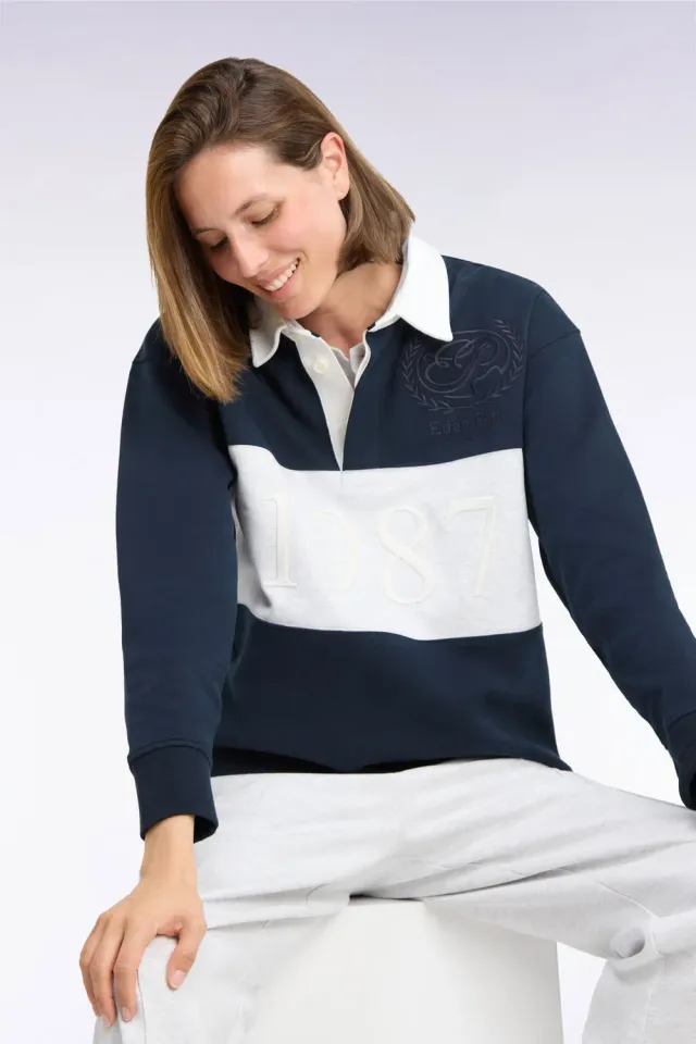 Eden Park Rugby Heritage H26MAISW0041 sweat marine chiné loose