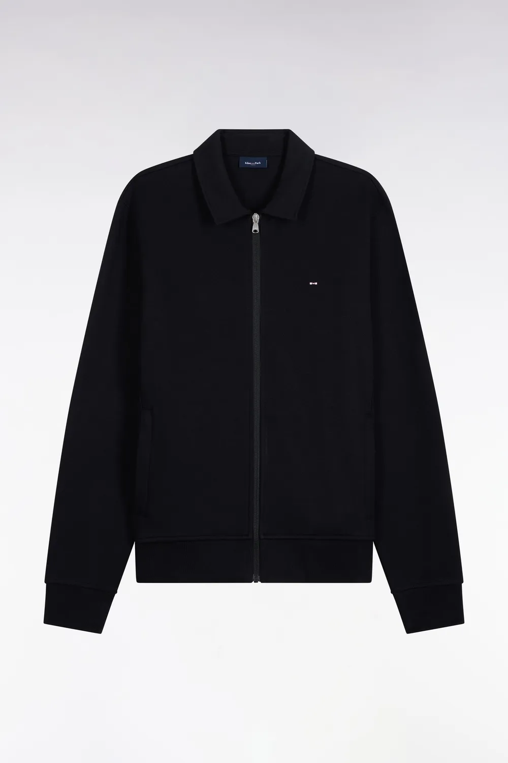 Eden Park sweat zippé col polo coton noir droit