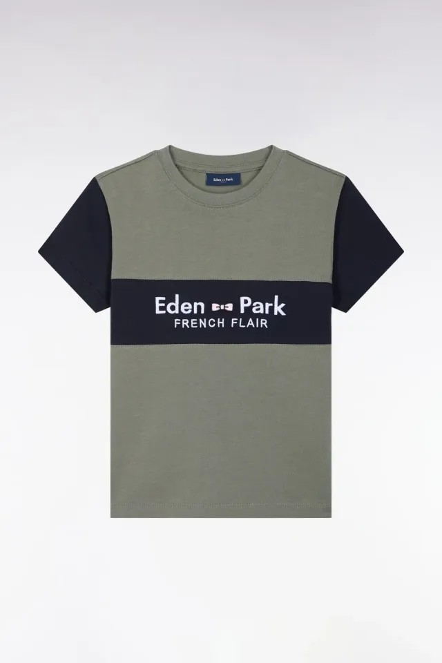 Eden Park t-shirt enfant kaki coton coupe droite
