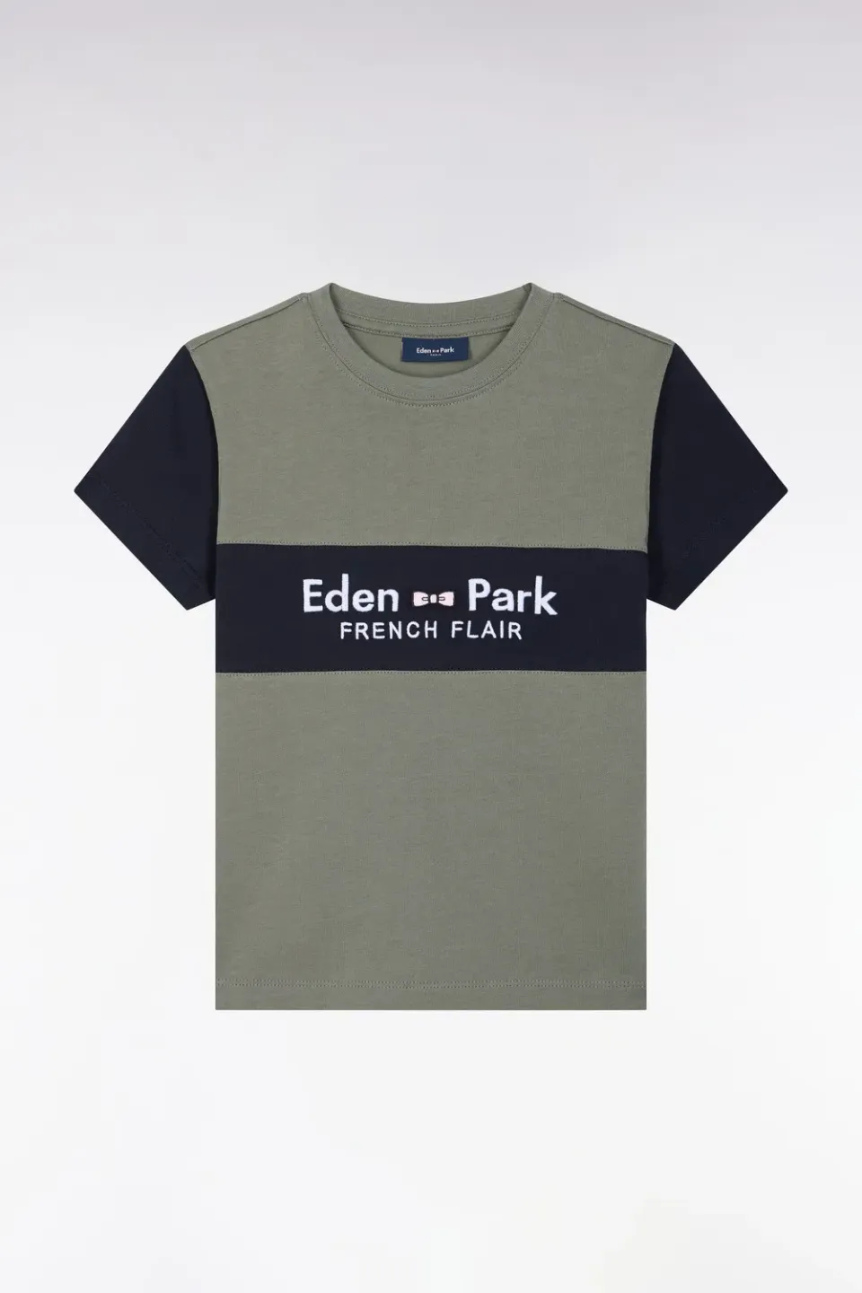 Eden Park t-shirt enfant kaki coton coupe droite