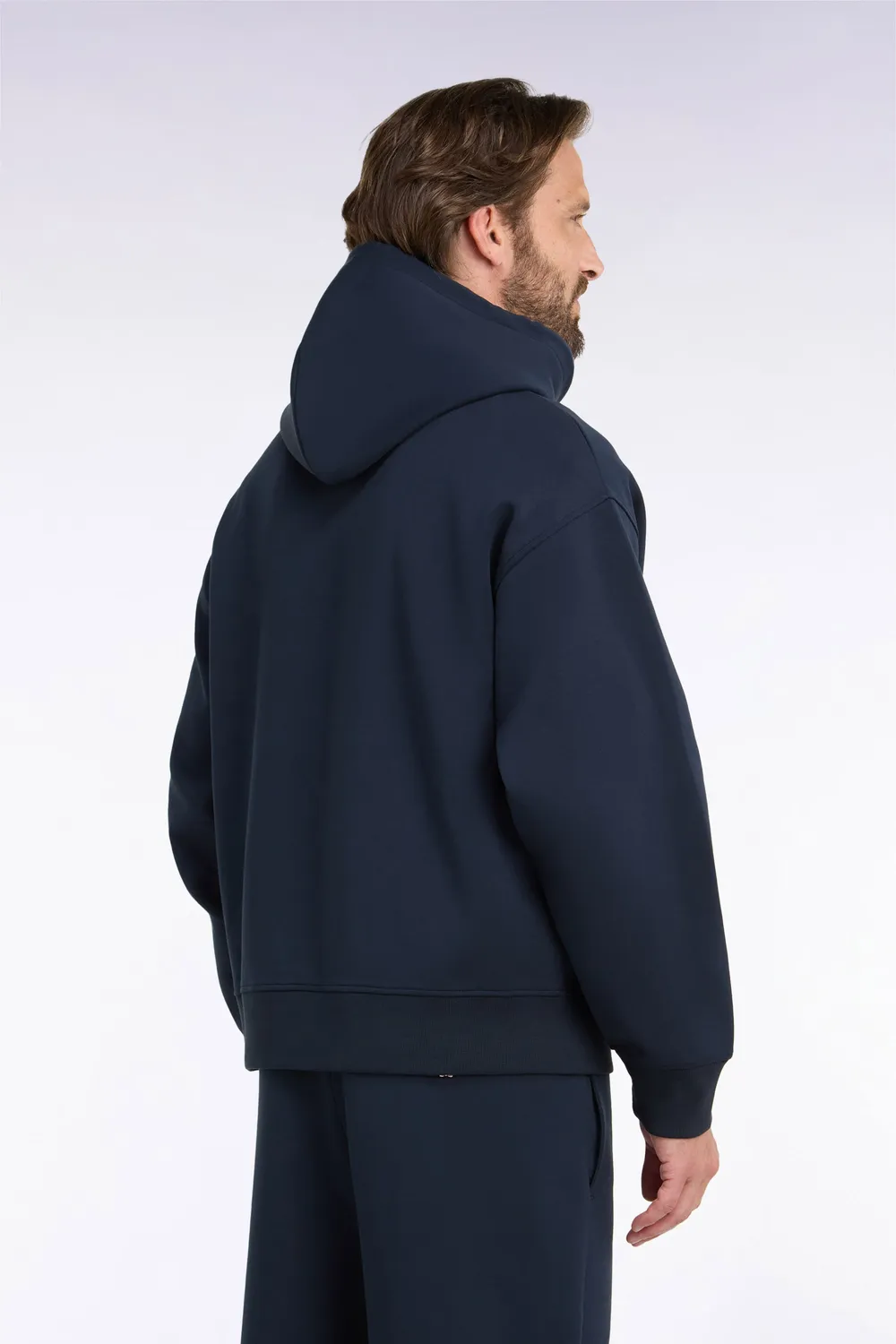 Eden Park sweat capuche interlock marine unisexe coupe loose