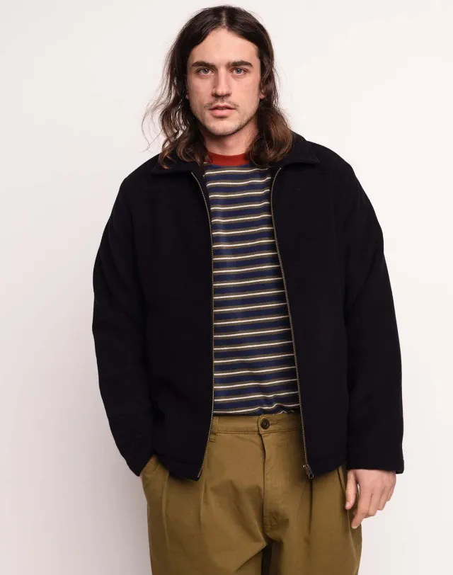 Olow Sherwood blouson zippé noir laine chaude