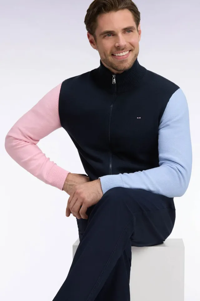 Eden Park Show Bizz cardigan zippé coton marine tricolore