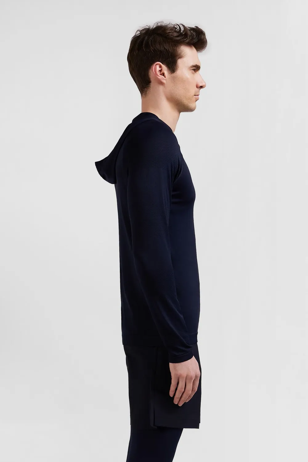 Eden Park sweat capuche manches cerclées bleu marine slim