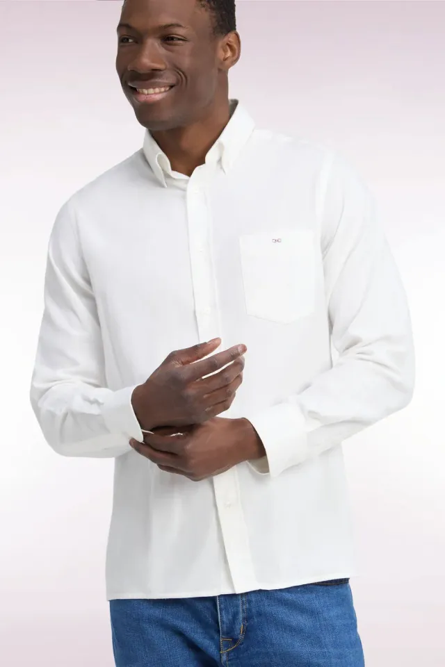 Eden Park chemise coton ivoire coupe droite homme