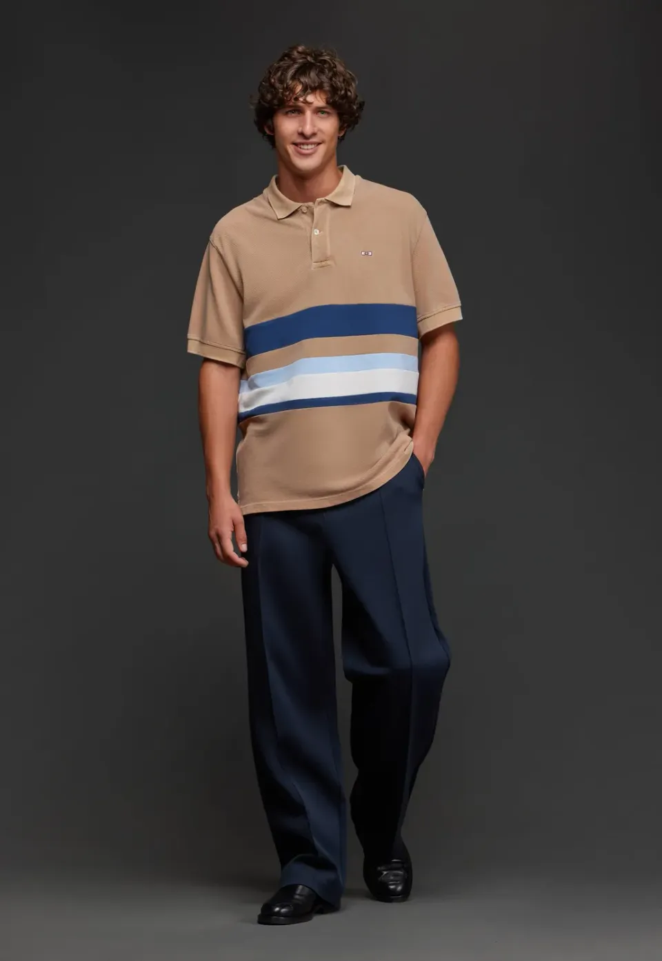 Eden Park Pap'Atelier polo homme camel rayures coton taille M