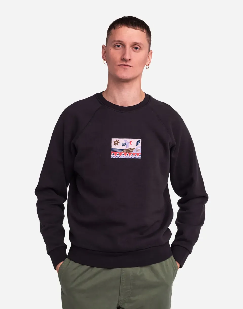 OLOW Seascape sweat coton bio brodé noir