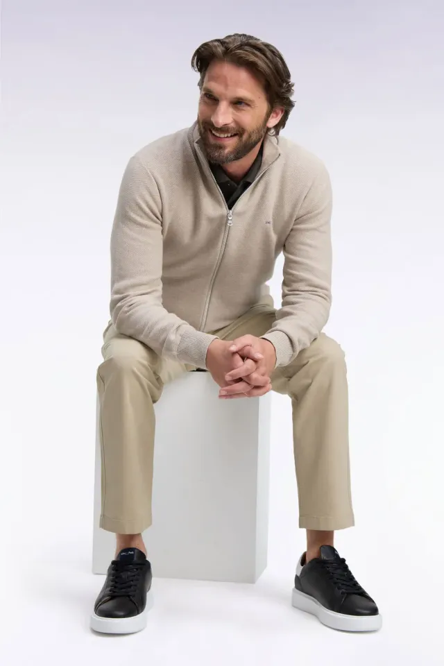Eden Park H26MAICA0002 cardigan zippé beige coton