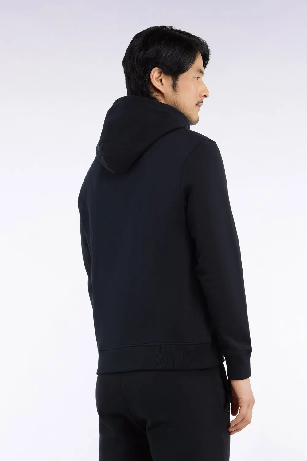 Eden Park sweatshirt capuche noir molleton coton coupe droite