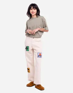 OLOW Gamal Ona écru pantalon coton bio patchs