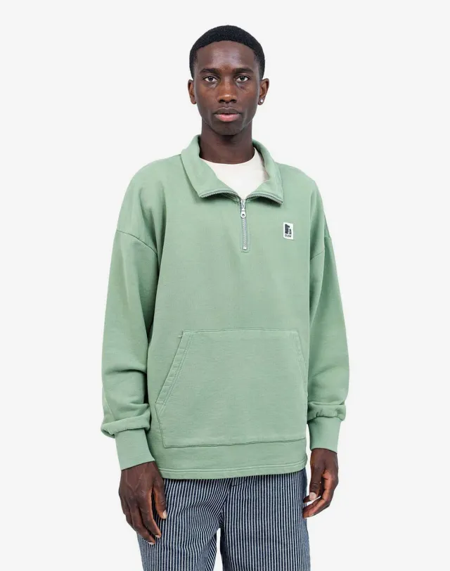 Olow Bernex sweat zippé vert sauge coton bio