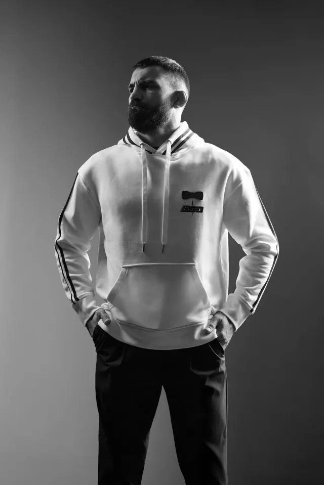 Eden Park Benoit Saint Denis sweat capuche écru oversize édition limitée