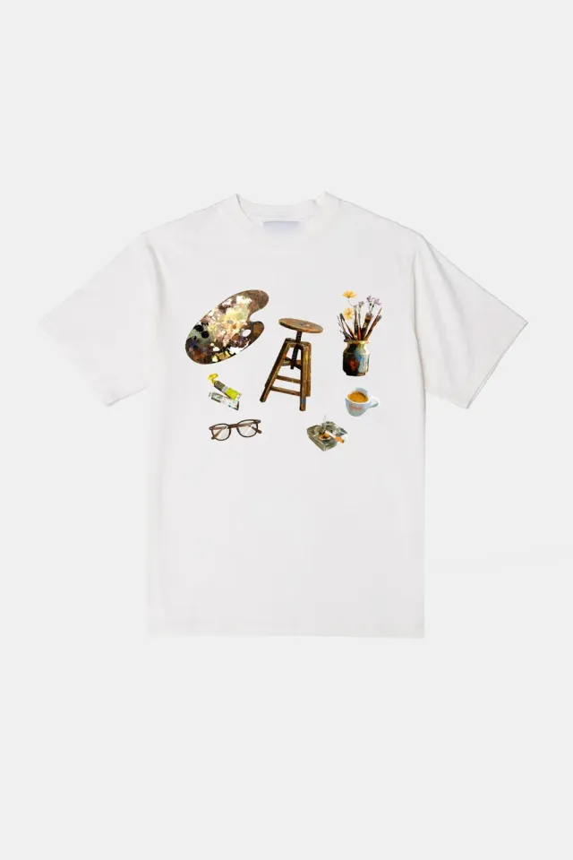 Edmmond Studios Still t-shirt homme blanc cassé imprimé coton