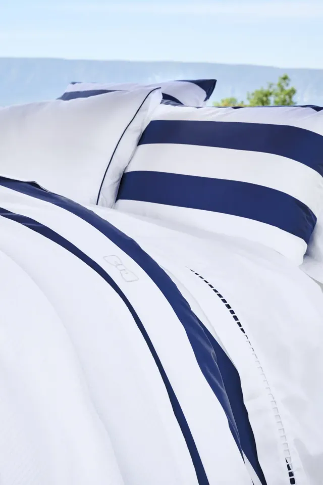 Eden Park Ballon Perdu taies d'oreiller rayures marine 75x50 coton