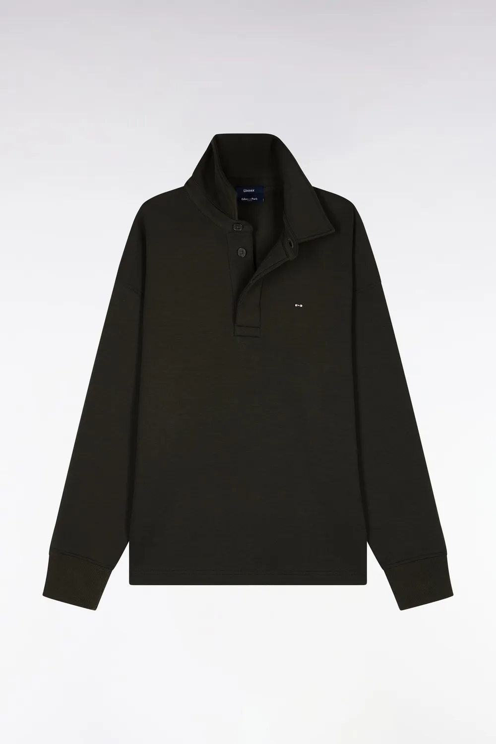 Eden Park Sweatshirt Col Maillot Coton Kaki Loose