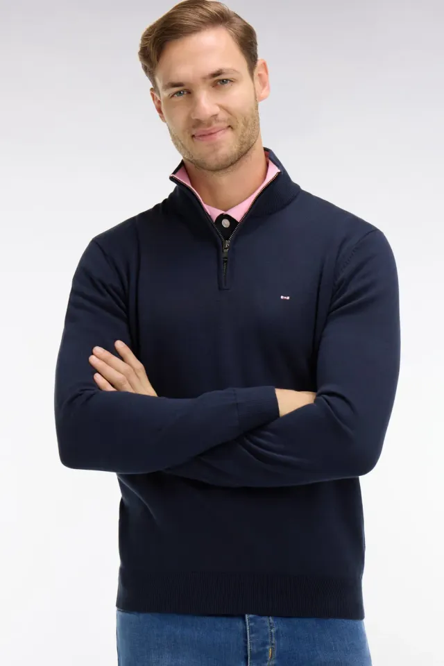 Eden Park pull col camionneur coton bleu marine homme