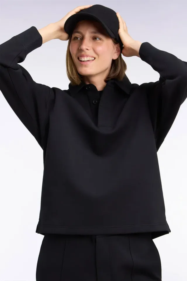 Eden Park H26MAISW0009 sweatshirt coton noir col maillot
