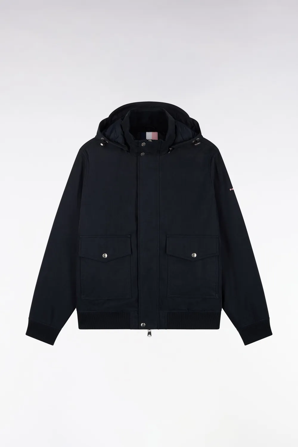 Eden Park blouson bimatière marine capuche amovible coupe droite