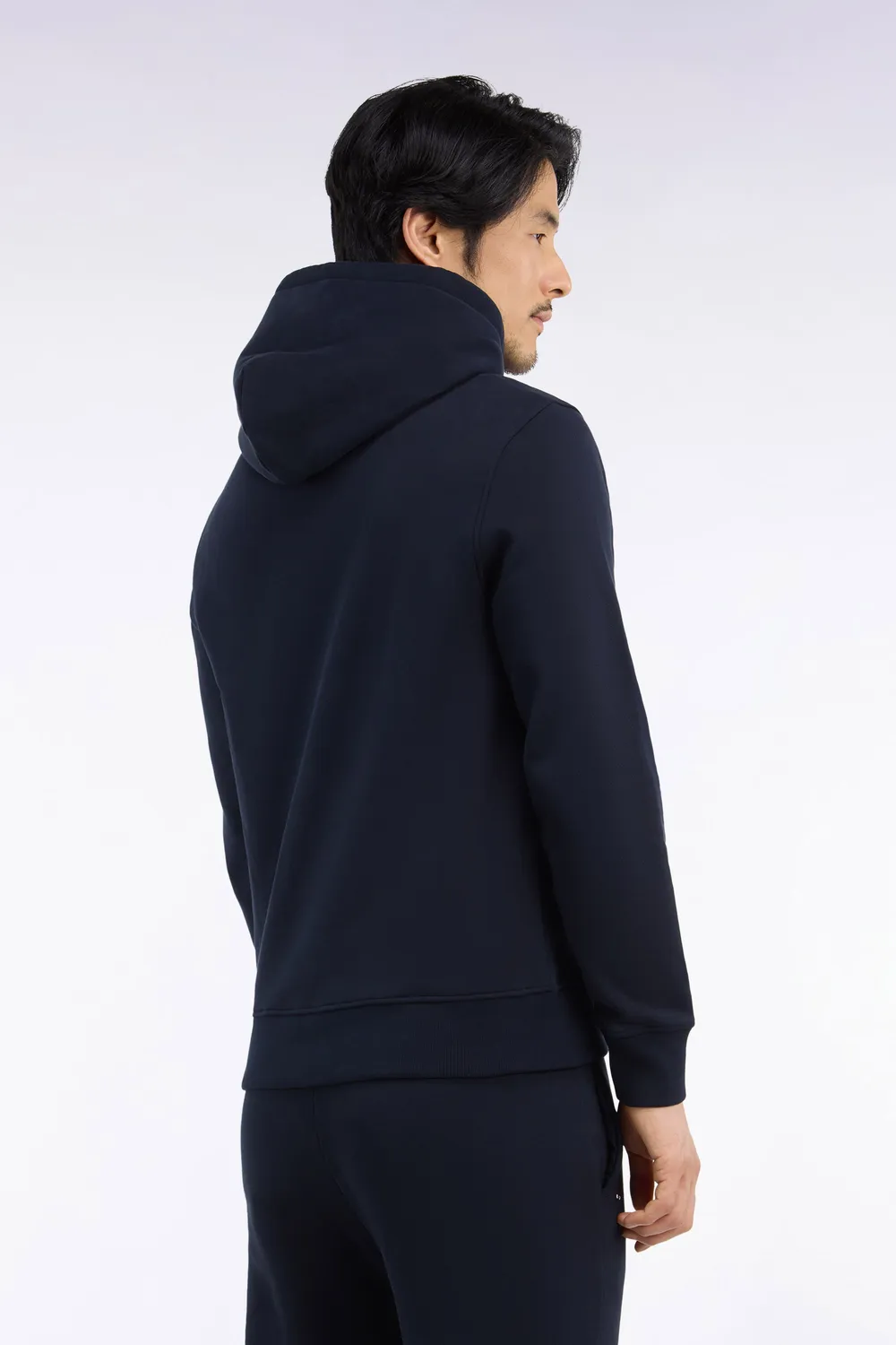 Eden Park sweat à capuche molleton coton marine coupe droite