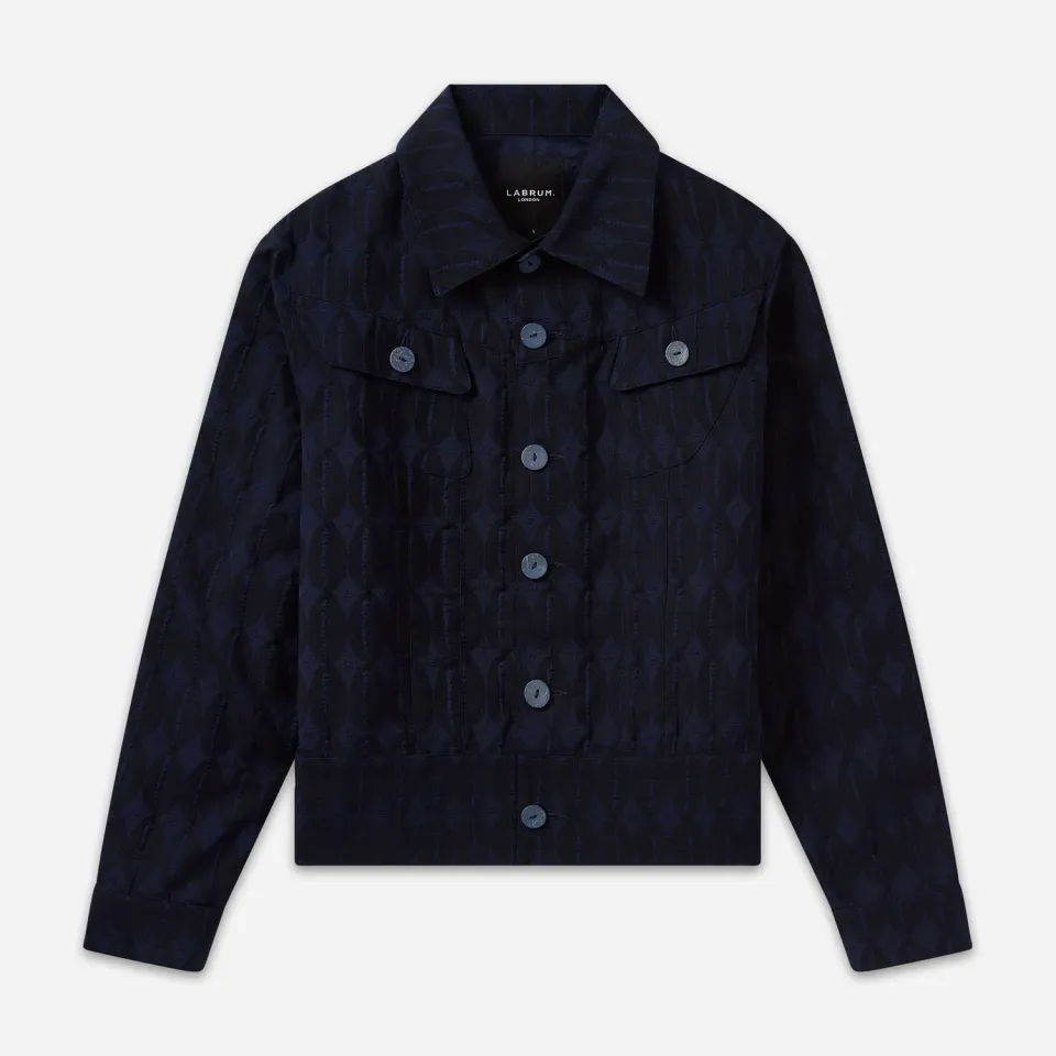 Labrum Navy Monogram Work veste homme marine poches