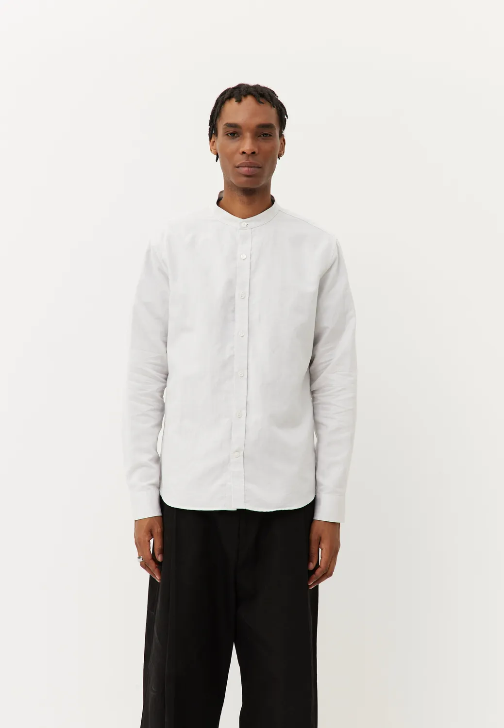 Loom chemise col officier chemise lin coton bleu ciel