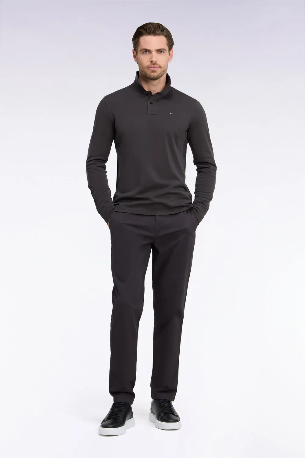 Eden Park Legend chino piqué coton stretch marron regular