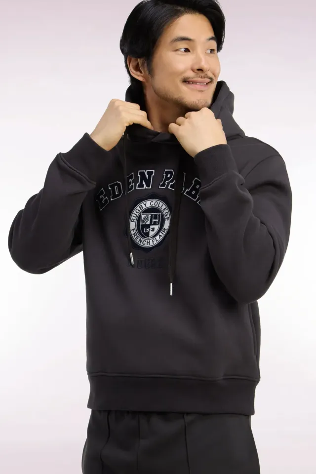 Eden Park College sweat capuche marron molleton