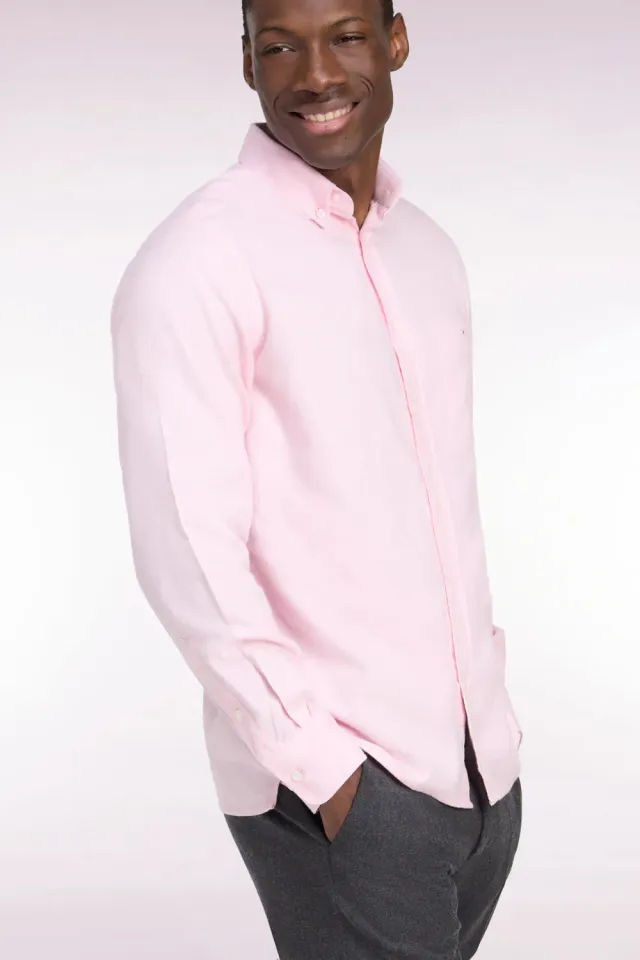 Eden Park Club Classique chemise coton rose coupe droite
